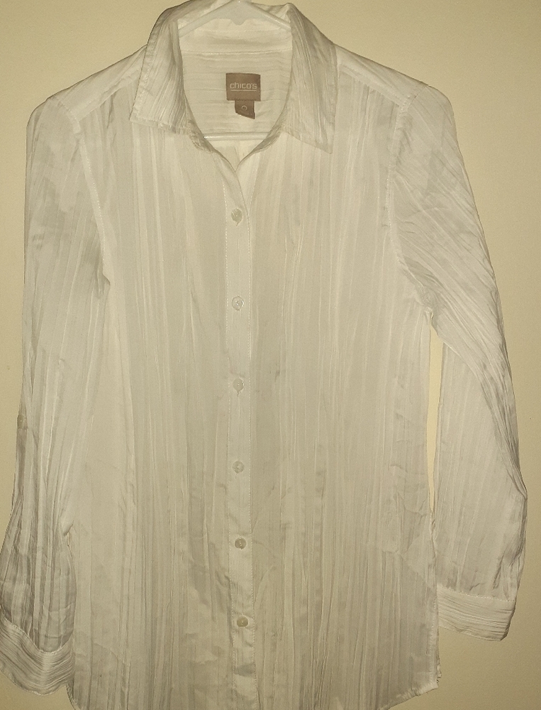 Chico's sheer fabric long sleeve women dress shirt